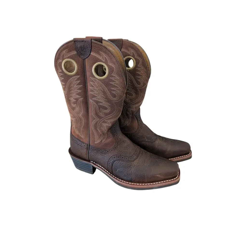 Ariat Men's Heritage Roughstock Cowboy Boots in Square-toe size 9.5 - Picture 1 of 7